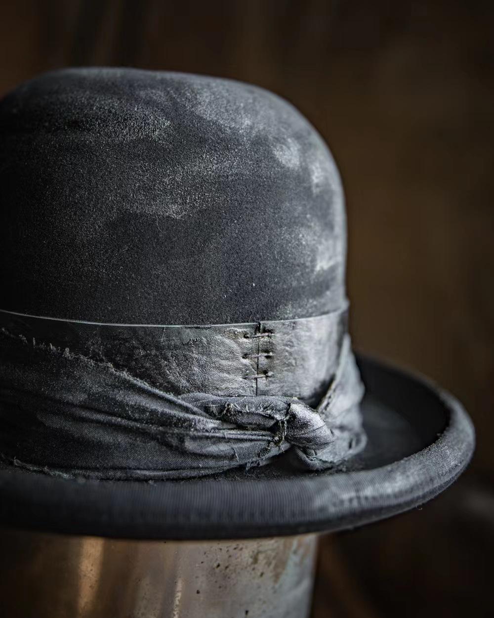 

Цилиндр из чистой шерсти, состаренный в стиле ретро, цилиндр из овечьего фетра L（58-60cm）