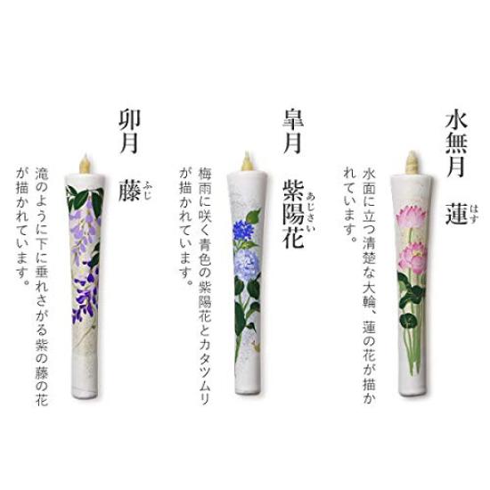 Daiyo Illustrated Candles, Floral Set B for the Twelve Months