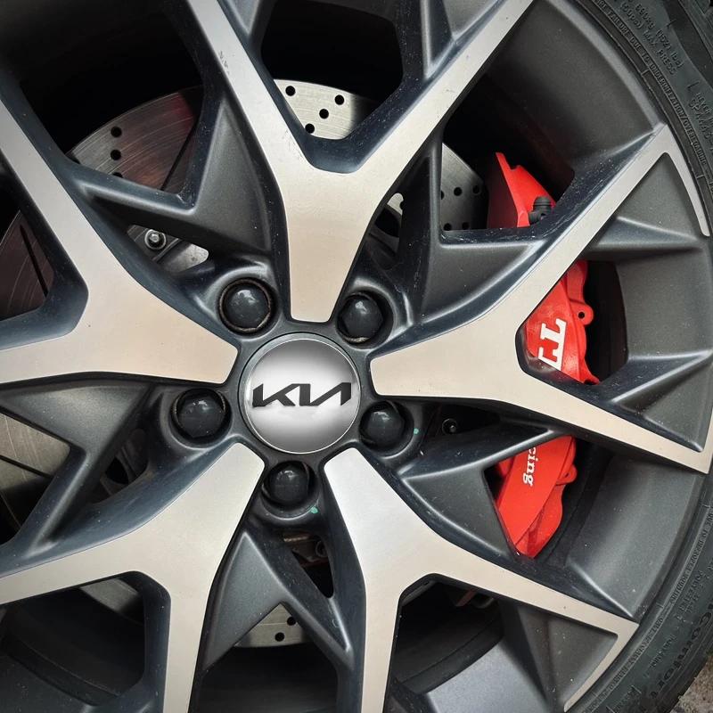 AABIY1 4pcs 3D 56mm Car emblem Wheel hub Center Cap Badge covers sticker Decals Styling accessories For KIA EV6 Sorento Niro Stinger