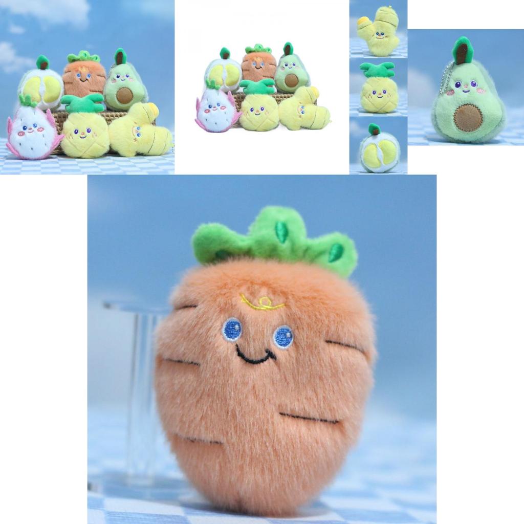 Adorable Cartoon Style Mini Fruit And Vegetable Plush Doll Keychain For Kids