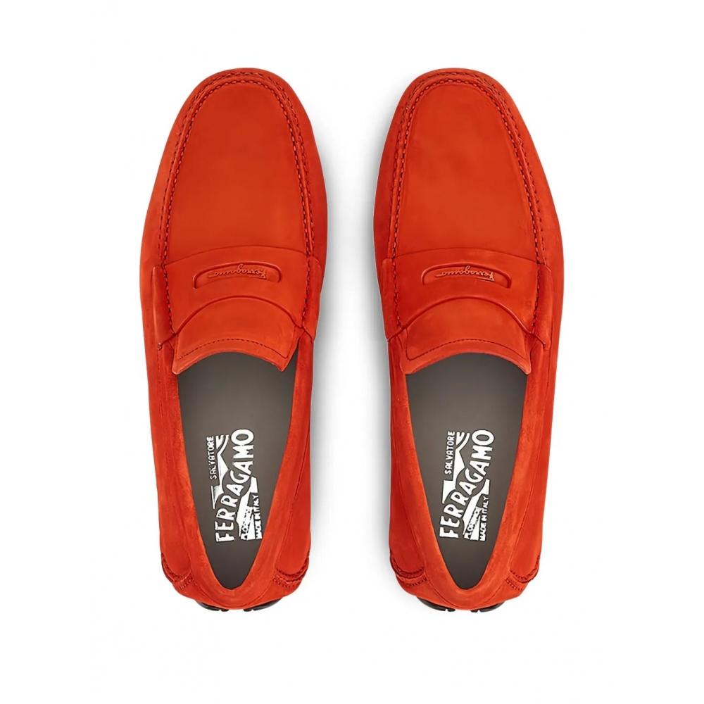 Salvatore Ferragamo Ferragamo Suede Leather Loafers Red
