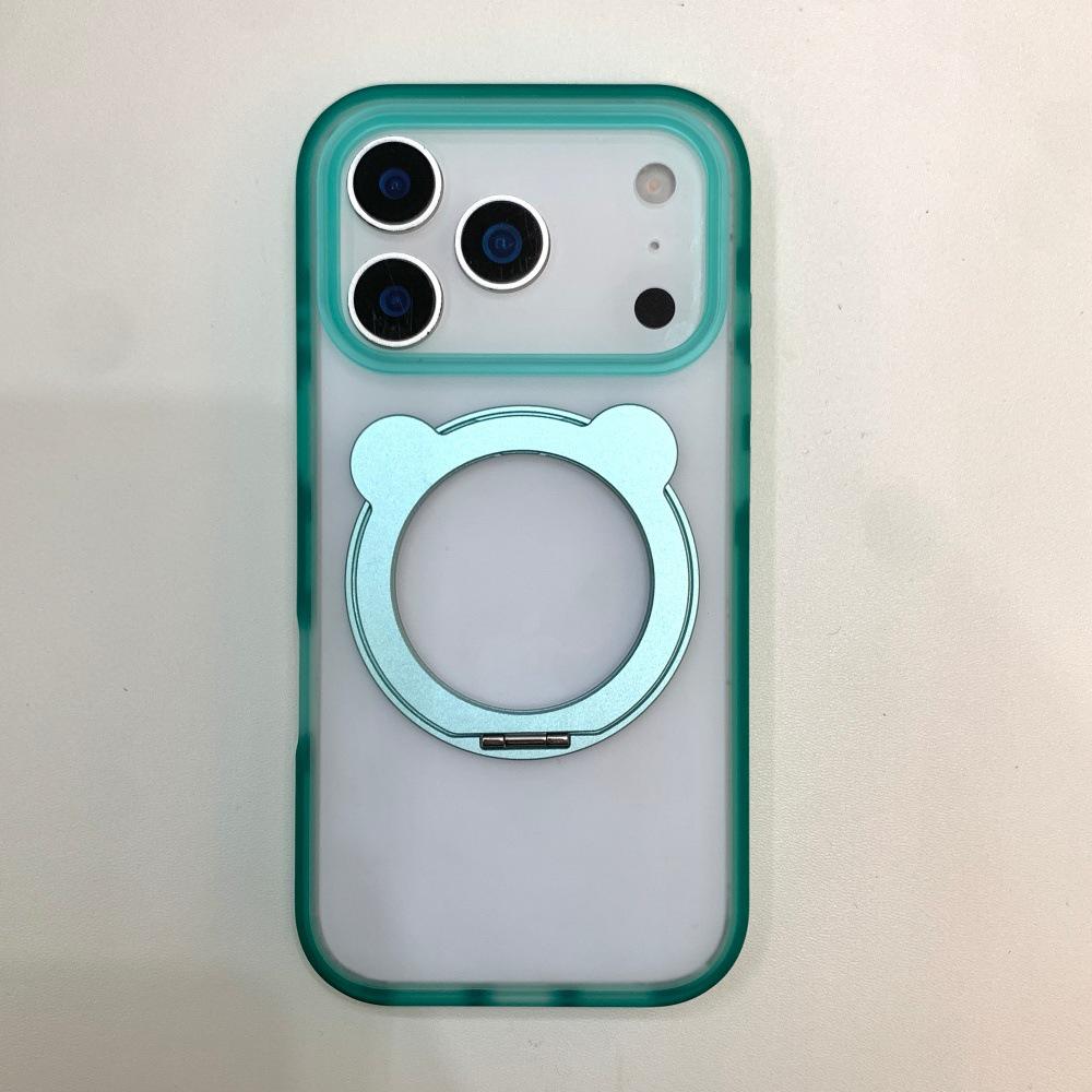 

Solid Color 360° Rotating Bear Ear Stand Case for Apple iPhone 17 Pro Max/16/15 Frosted Apple 14 Pro