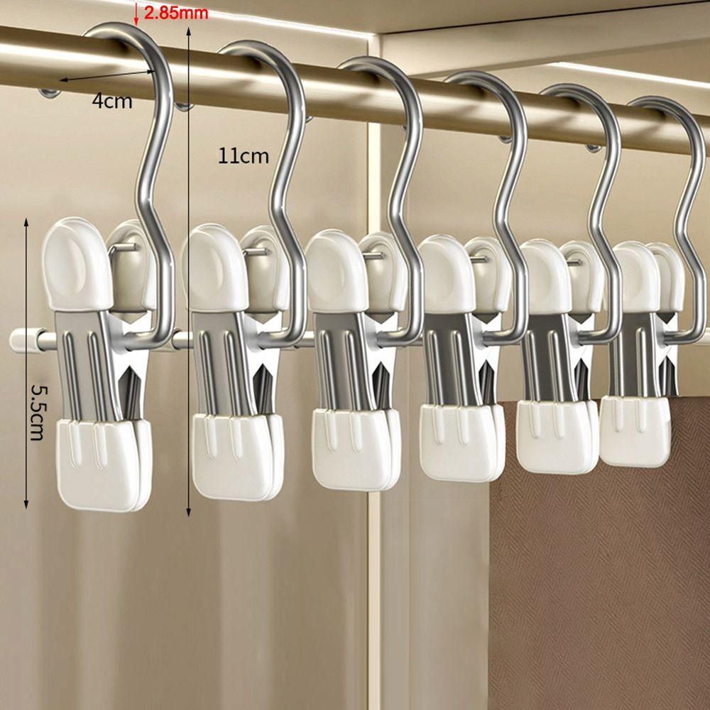 1/5/10PCS Windproof Stainless Steel Pants Clip with Hook Home Storage Rack  for Household