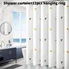 Leaf Geometric Pattern Peva Shower Curtain Waterproof Moldproof Divider Bathroom