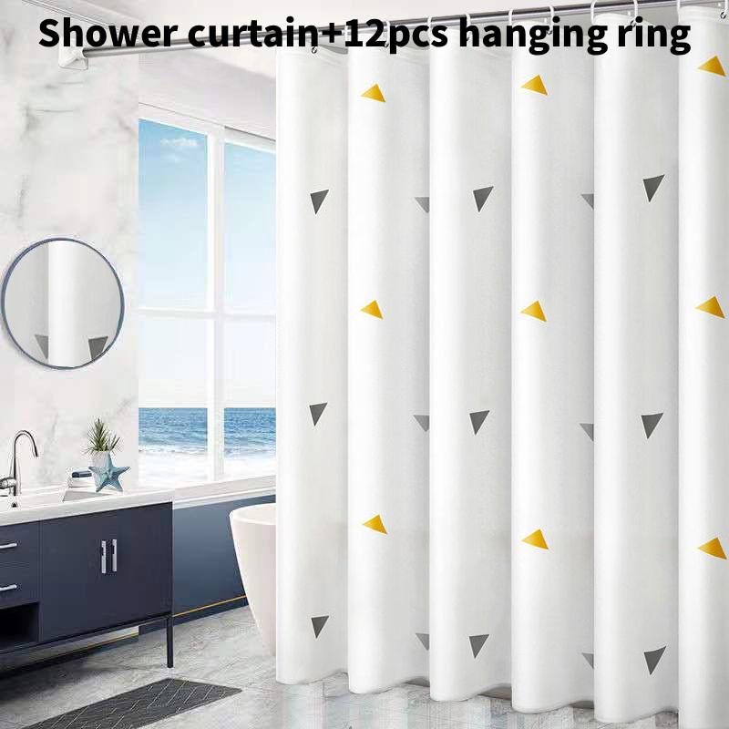 Leaf Geometric Pattern Peva Shower Curtain Waterproof Moldproof Divider Bathroom