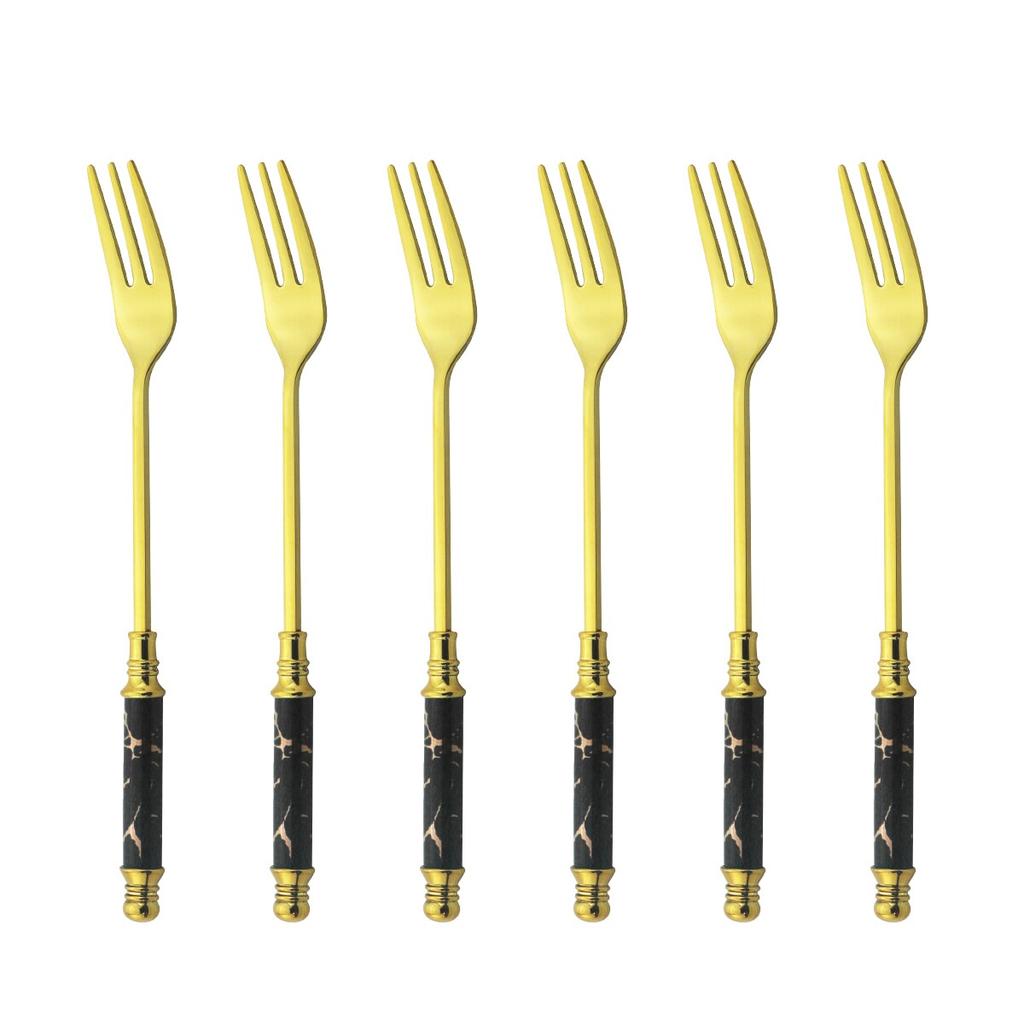 6 ks Příborová sada Mramorovaná keramická sada příborů Večeře Dezert Ovoce Dort Vidlička Stolní nádobí Nerezová sada nádobí