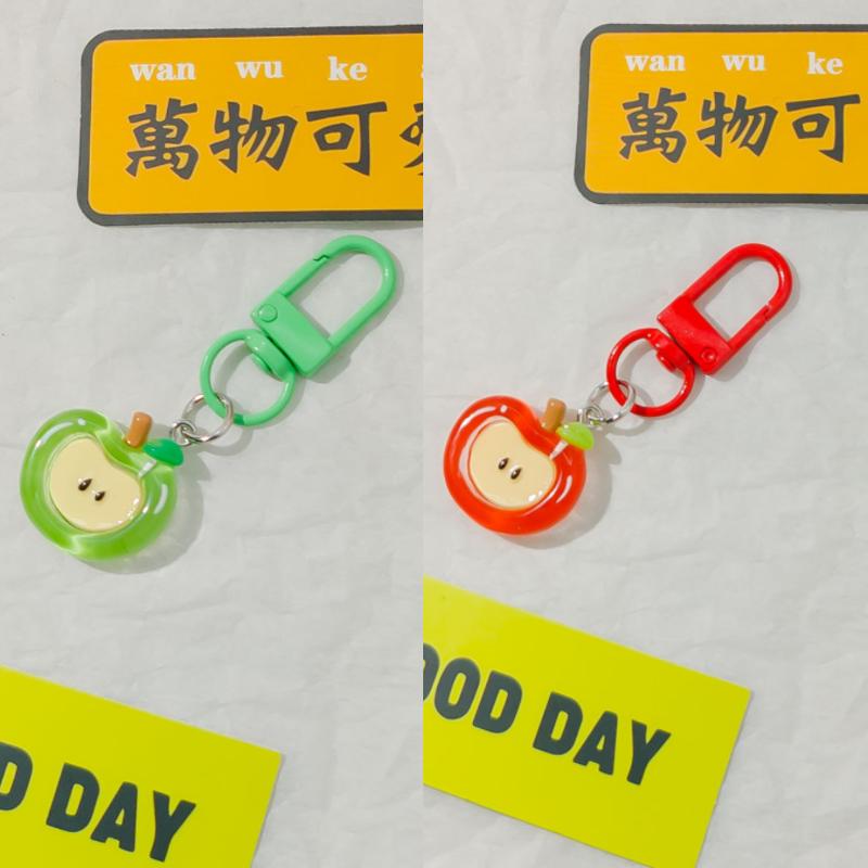Fashion Cartoon Apple Red Green Cute Keychain for Women Lovely Apple Shape Bag Decorative Pendant Phone Key Chains Girls Gifts