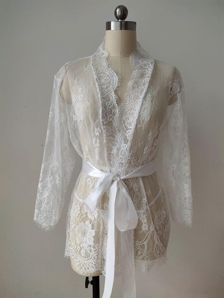 Lace Nightgowns Sleepwear Transparent Pajamas Negligee Open Crotch Sleepdress Women Robes Nightwear Sexy Underwear