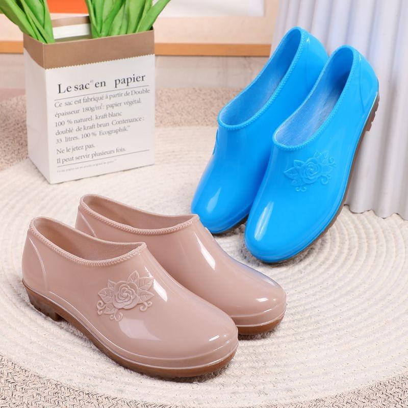 Rain shoes waterproof shoes rain boots cover shoes fashion water boots female adult car wash work non-slip short tube summer