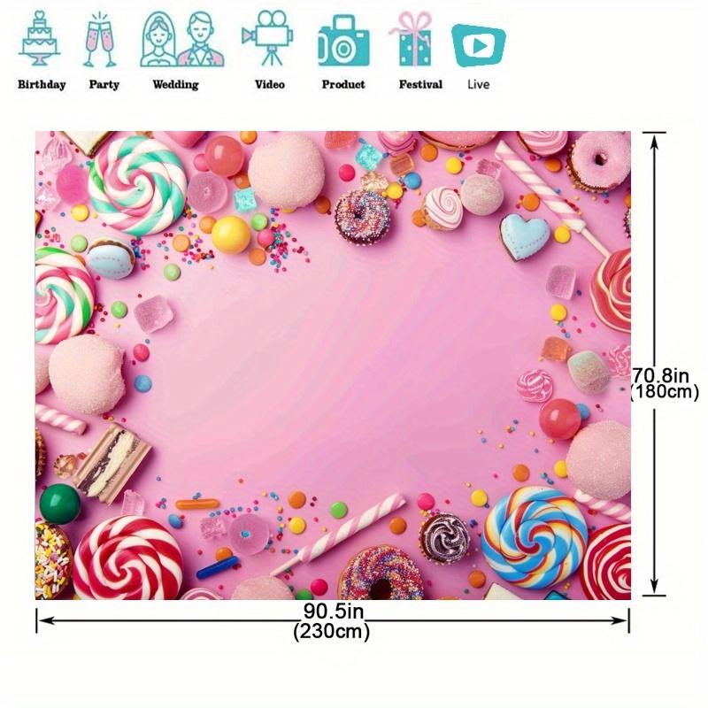 A sweet background banner - candy and donut themed party decoration, suitable for birthdays and tailgate parties