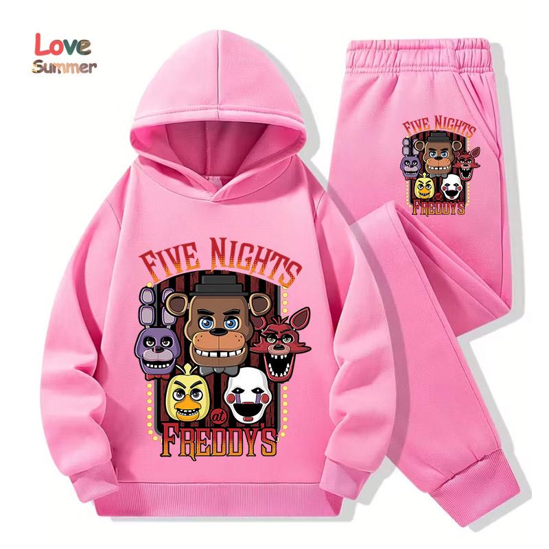 2026 Five Nights Hoodies+Hosen 2er-Set 3-14 Jahre Jungen Mädchen Trainingsanzug Kleidung Hoodie Jungen FNAF Sportlicher Anzug Ideal für den täglichen Gebrauch im Freien