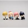 4pcs/set Cute Chainsaw Man Sleep Verion PVC Action Figures Toys About 4-5 CM