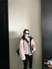 Winter new white duck down white ribs down jacket women's short hooded warm contrasting coat