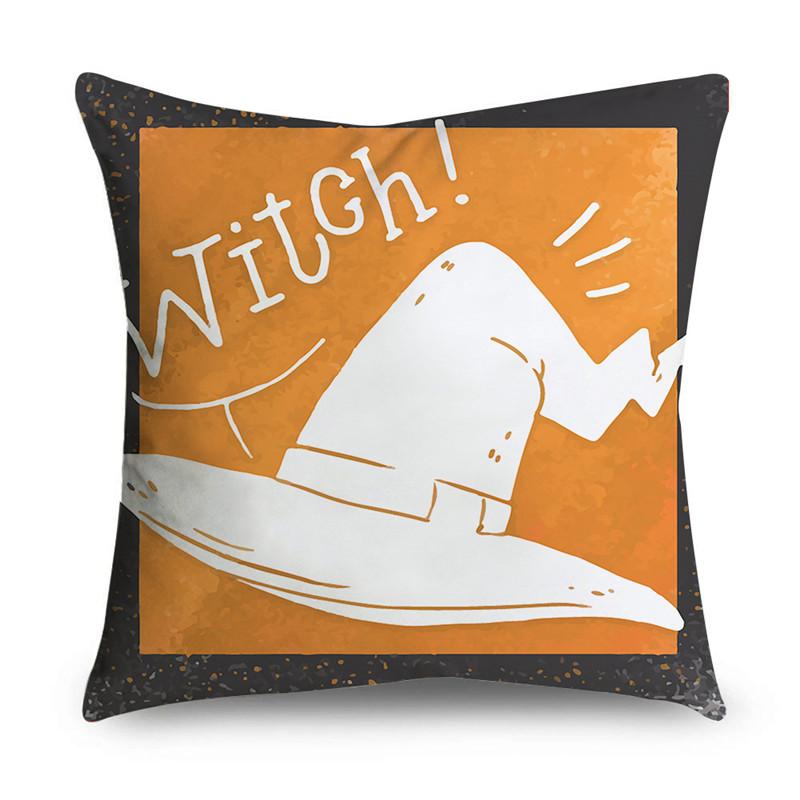 Halloween Theme Horror Pumpkin Wizard Print Pattern Cushion Cover Home Living Room Sofa Decoration Square Throw Pillow Cover