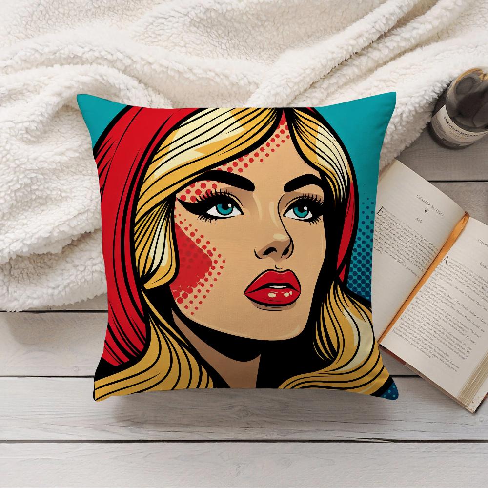Fashion Pop Comic Portrait Pillow Case Home Decoration Cushion Cover Suitable For Bedroom Car Office Sofa