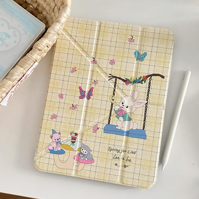 

3Y Yellow Plaid Swinging Rabbit iPad Pro Tablet Case (2025/2021) iPad mini 8.3 inch (6/7th generation)