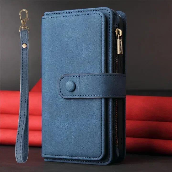 Multi 15-Card Zipper Wallet Leather Cover for Xiaomi Poco F8 Ultra F7 Pro F6 F5 F4 GT F3 Lanyard Anti Drop Wrist Phone Bag Cover