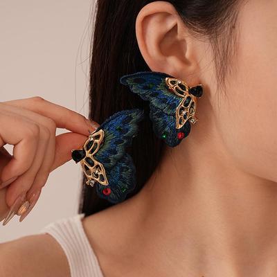 Vintage náušnice s motýlky z krajky a kamínků, sterlingové stříbro, špičková móda pro ženy