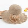 Solid Color Weave Bucket Hat Lace Bow Beach Sun Hat Casual Wide Brim Knitted Hat  Girls