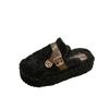 2025 Autumn and Winter New Fashion Fluffy Suede Cotton Slippers Women's Outer Slippers Thick Bottom Solid Color Foot Warm Cotton Slippers