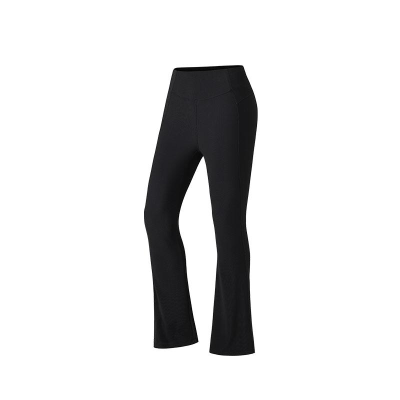 Anta Comfortable Casual Simple High-Waisted Solid Color Slim-Fit Knitted Sports Pants Women bottoms Black 162517311-2