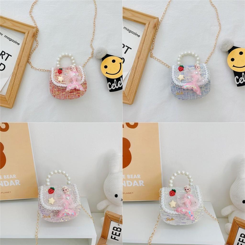 Entzückende Prinzessin Perlen Handtasche Für Mädchen Mini Pu Leder Umhängetasche