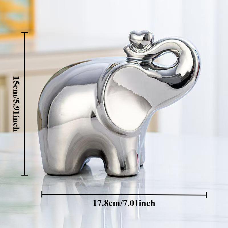 Handmade Ceramic Electroplated Elephant Statue Gold/Silver Home Decor Animal Figurine Wedding Gift  Ornament Office Desk Art