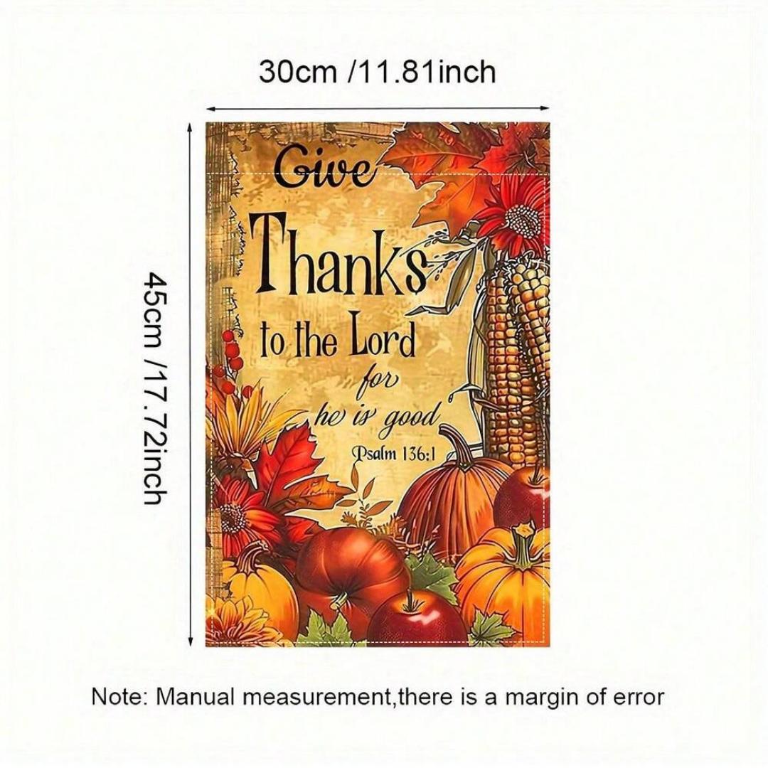 Thanksgiving-themed Garden Flag - Double-sided print, Thanksgiving pumpkin and autumn design, seasonal outdoor holiday decor
