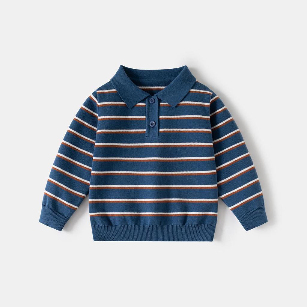 Korean-Style Polo Collar Preppy Knitwear for Children - New Spring Fashion, High-End Baby Loose Sweater