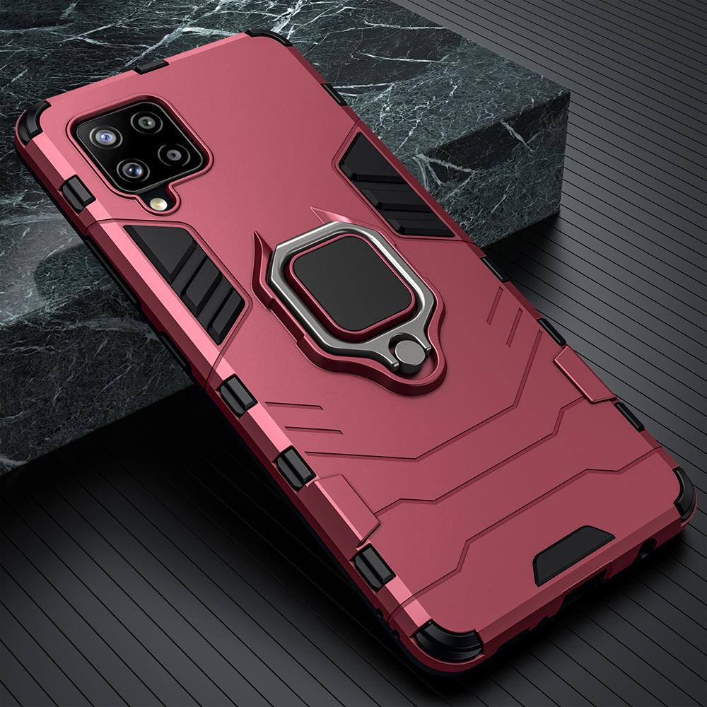 KEYSION Custodia blindata antiurto per Samsung A12 con anello reggiano Bumper Cover posteriore in silicone per Galaxy A12