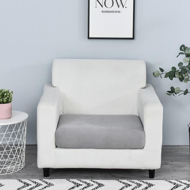 1pc Jacquard Sofa Seat Cushion Cover Chair Cover Stretch Washable Removable Slipcover Solid Color Polar Fleece Sofa Protector