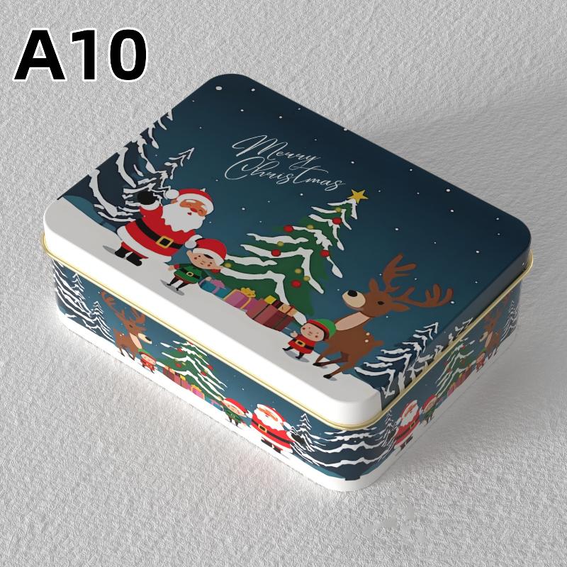 Christmas Tinplate Candy Tin Can Metal Box Cartoon Elk Santa Claus Letter Printed Xmas Candy Cookie Tea Storage Gift Case