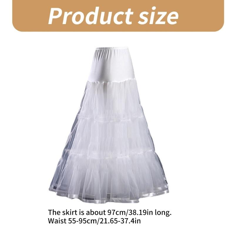 Adjustable Waist Skirt Support Long Underskirt for Cosplay Violent Lovely High Waist Petticoat for Wedding Photography