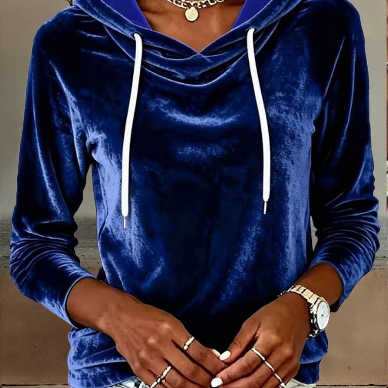 Silk Velvet Hoodie With Drawstring Hood For Womens Casual Autumn Winter Wear