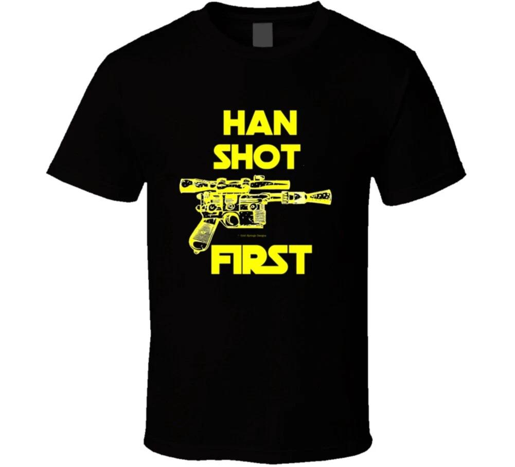 

Han Shot First Star Solo Wars Funny Blaster Gift Scifi Empire T Shirt 3XL
