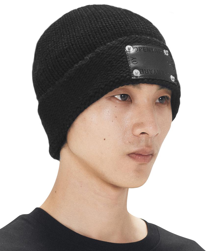 Opeunyadeu(Owai) Leather Patch Beanie - Black