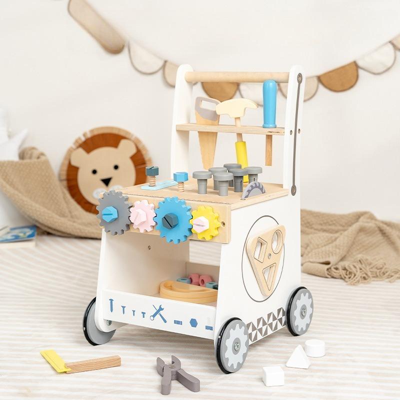 Children'S Educational Early Education Walker Trolley Baby Learning To Walk Walker Shopping Cart Wooden Toys