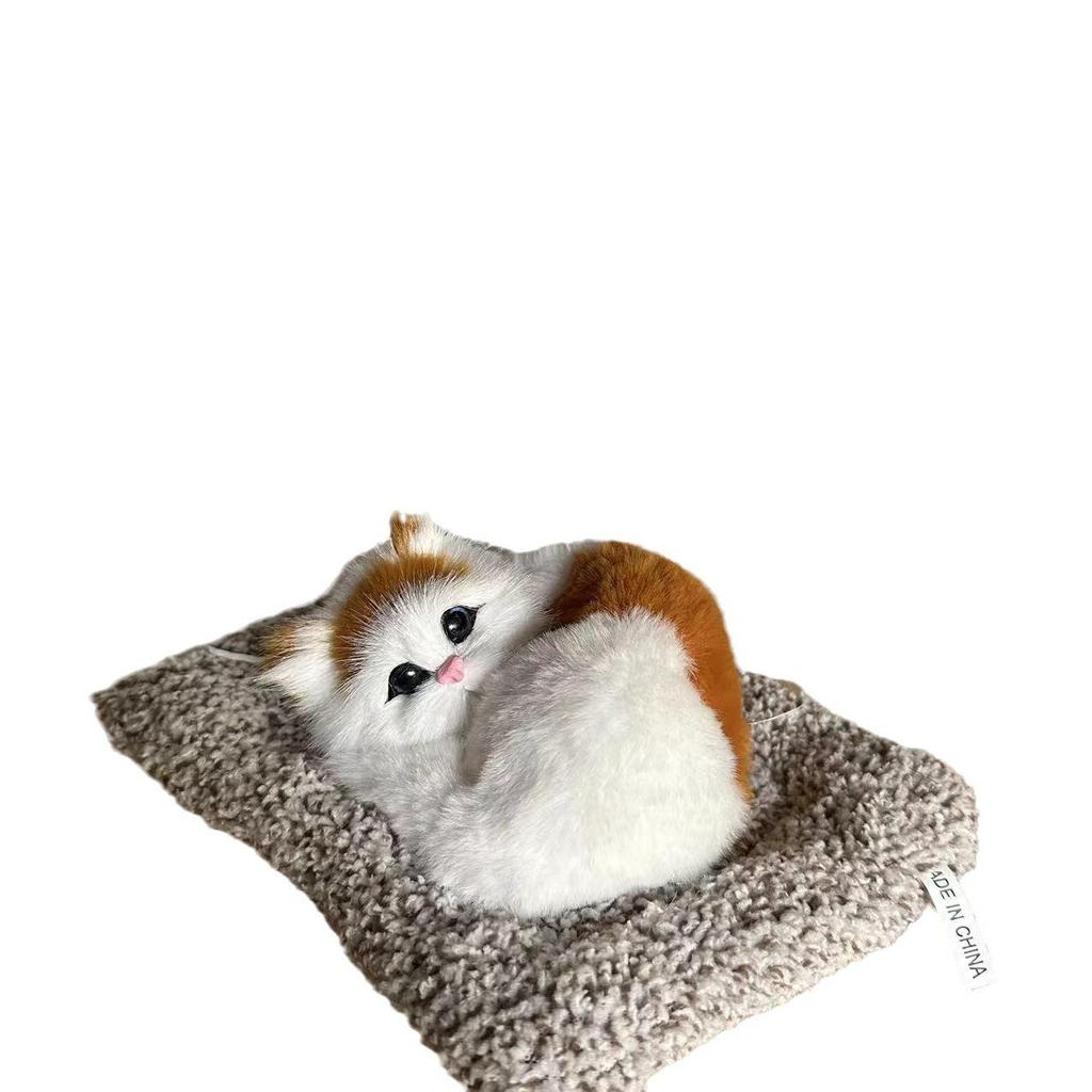 Handmade Bamboo Charcoal Meowing Cat Figurine for Home or Car Decoration