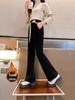 Girls' Black Plus Velvet Straight-Leg Sweatpants - New Autumn/Winter 2025 for Junior High Students