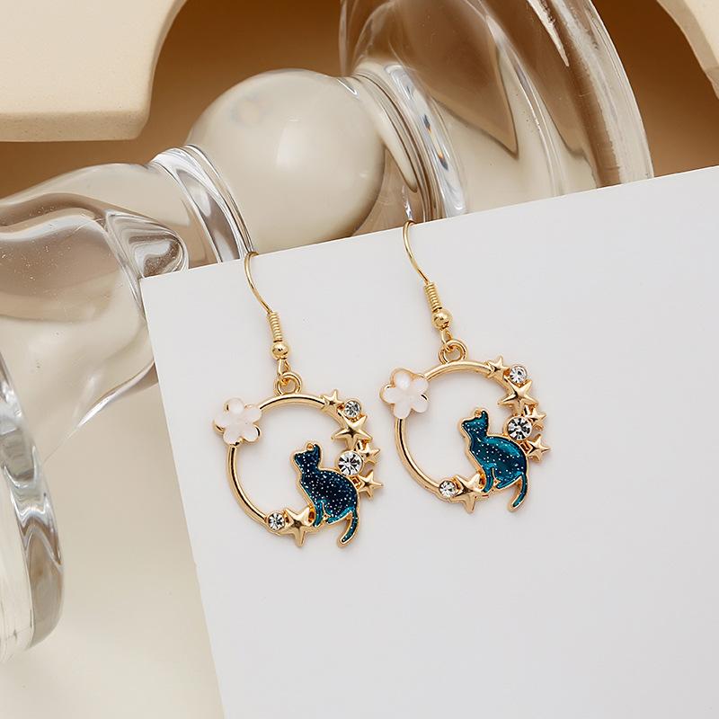 Fashion Cute Fox Koi Cat Rabbit Earrings for Women Girls Sweet Cartoon Enamel Painted Animal Earrings Jewelry Gift