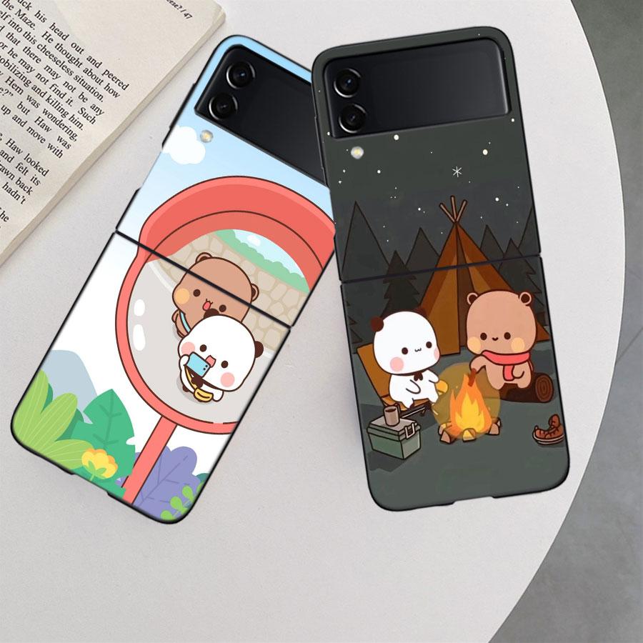 Cute BuBu DuDu Phone Case For Samsung Z Flip 7 6 5G Galaxy Z Flip 5 4 3 Black Hard Cell Cover Luxury PC Shell Coque