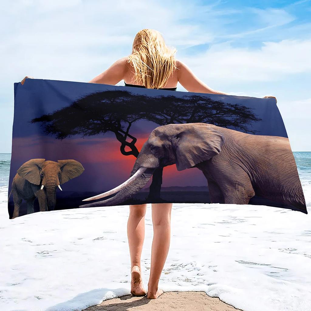 Microfiber Sand Free Beach Towel Quick Fast Dry Absorbent Oversized Lightweight Towels Blanket Swimming Bath Camping Elephant