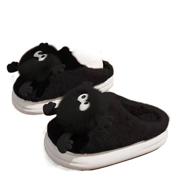 Cotton slippers winter new indoor home cute plush warm platform couple cotton shoes outside