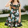 Girls Halloween Printed Sleeveless Spaghetti Strap Dress for Party and Daily Wear