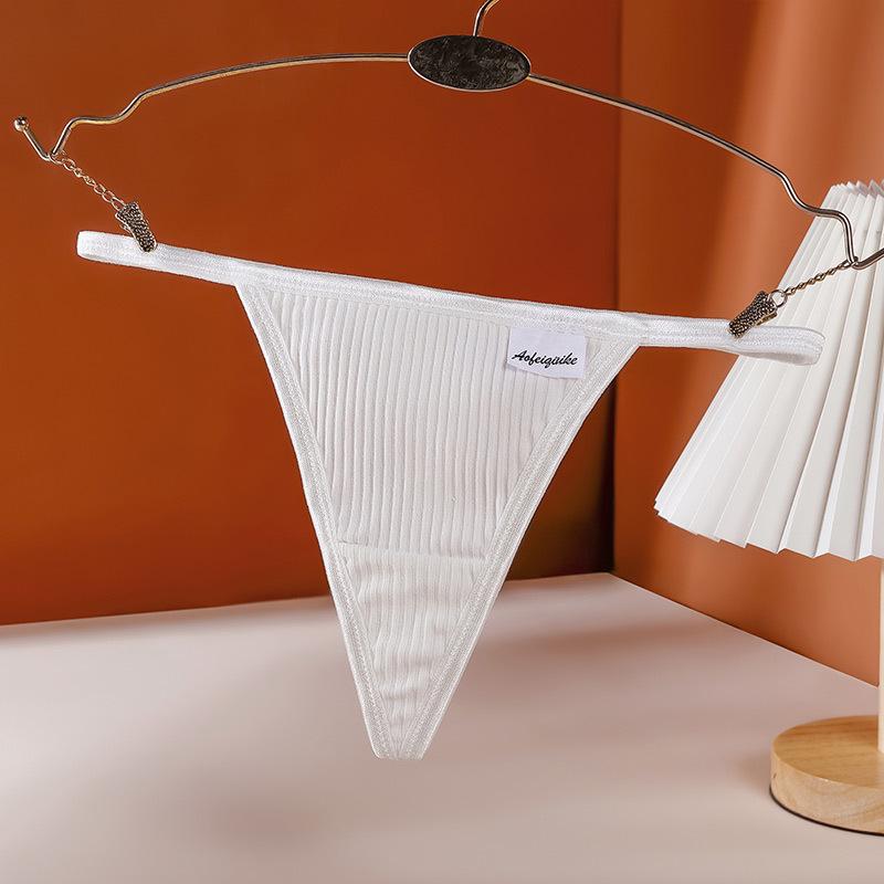 

Женские стринги из чистого хлопка с низкой посадкой, бесшовные, в рубчик - Сексуальные трусики Т-образной формы в европейском и американском стиле Medium