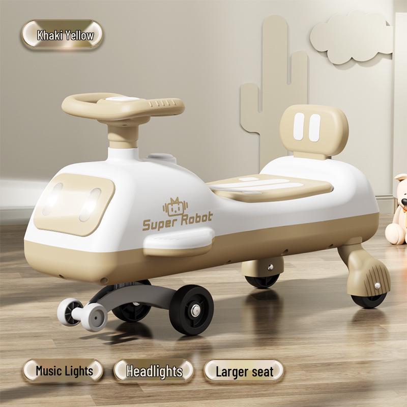 Children's Swing Car with Lights & Music: 1-3 Year-Old Anti-Rollover Rocking Toy