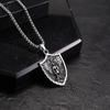 Stainless Steel St. Michael Shield Necklace for Men,Vintage Oxidized Saint Michael Pendant,Catholic Protection Jewelry Gift