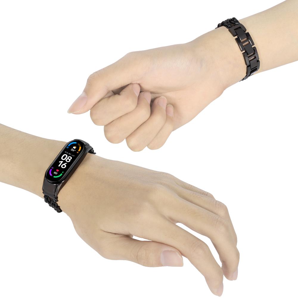 For Xiaomi Mi Band 5/Mi Band 6 Stainless Steel Chain Splicing Watchband Watch Strap