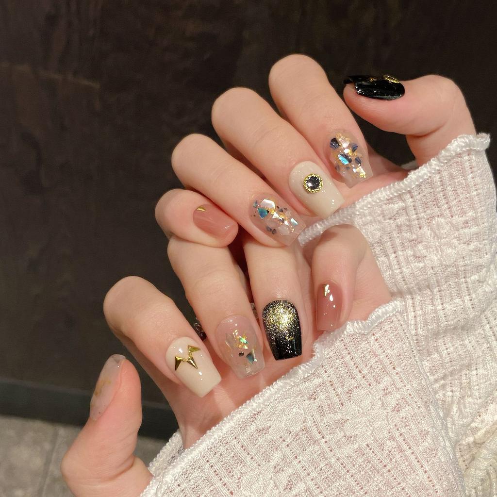10Pcs Retro Coin Style Mother Of Pearl Fragment Cat Eye Short Handmade Accessories For Hands And Feet