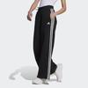 adidas Essentials 3 Stripes French Terry Wide Pants Black White Women's Lifestyle Pants HZ5747
